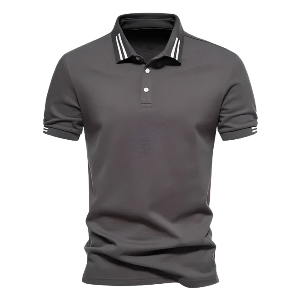 Men's short sleeve polo shirt — tailored slim fit stripe details — casual daily