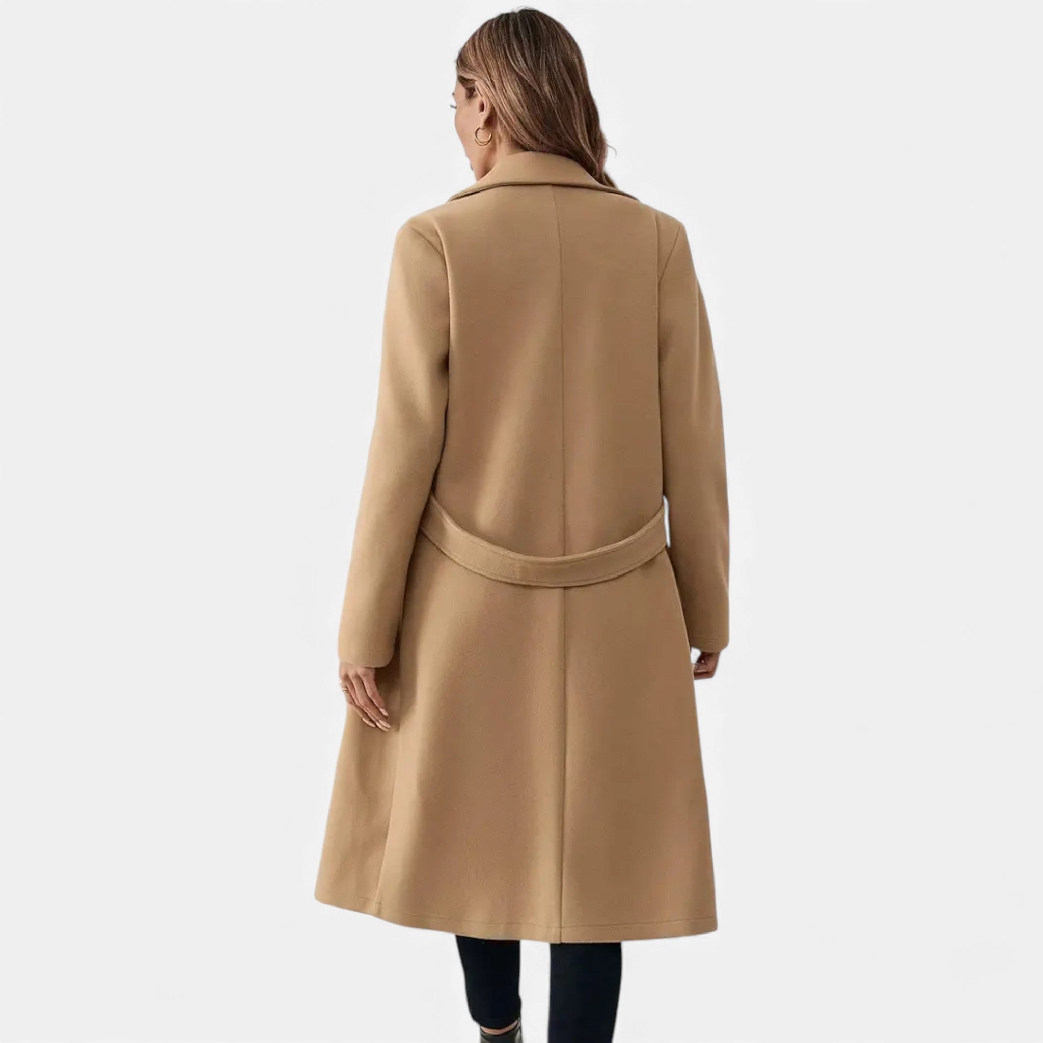 Veroux Mode | Women’s Tweed Coat – Long Belted Elegance