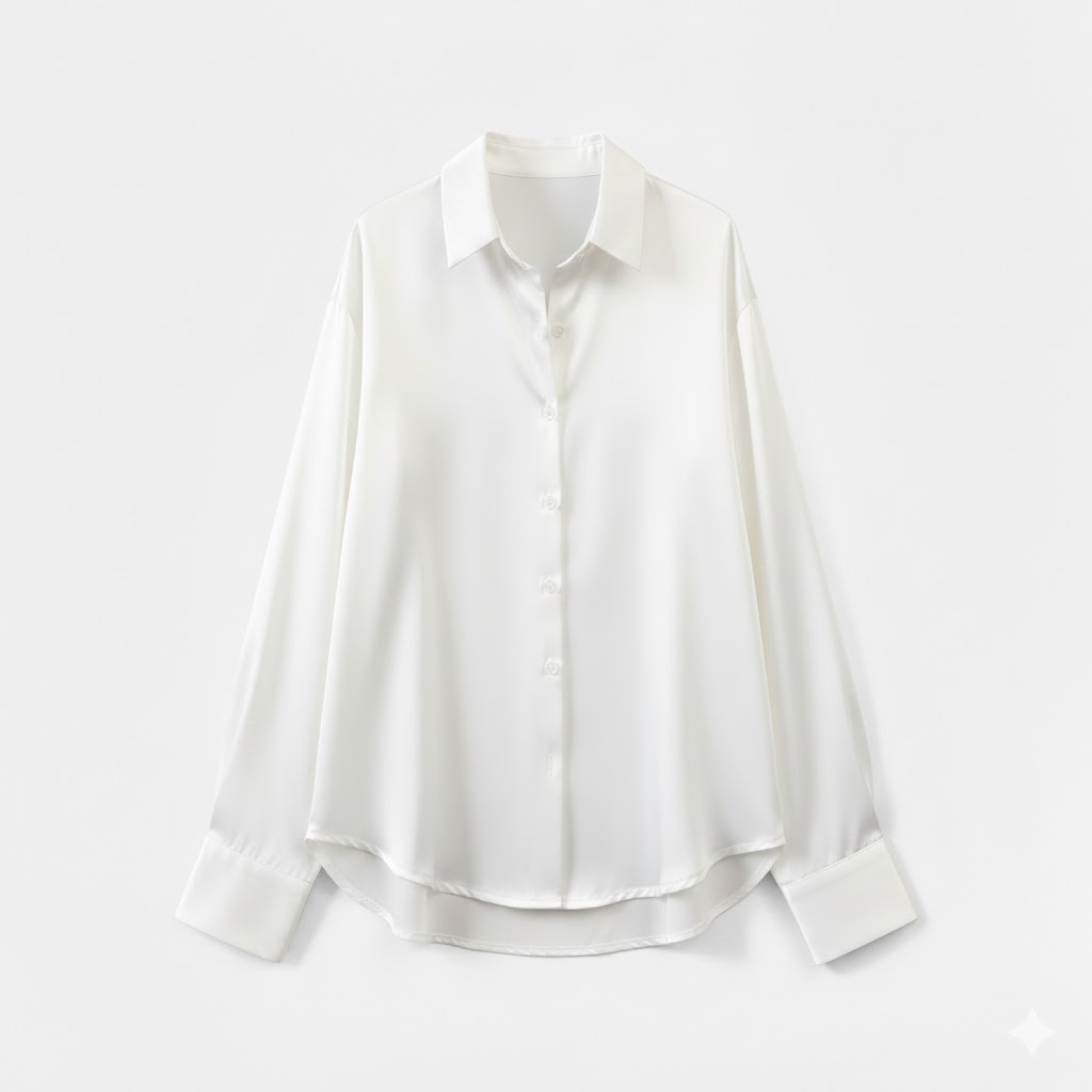 Women's Satin Button Down Shirt Long Sleeve Silk Style Office Blouse Regular Fit