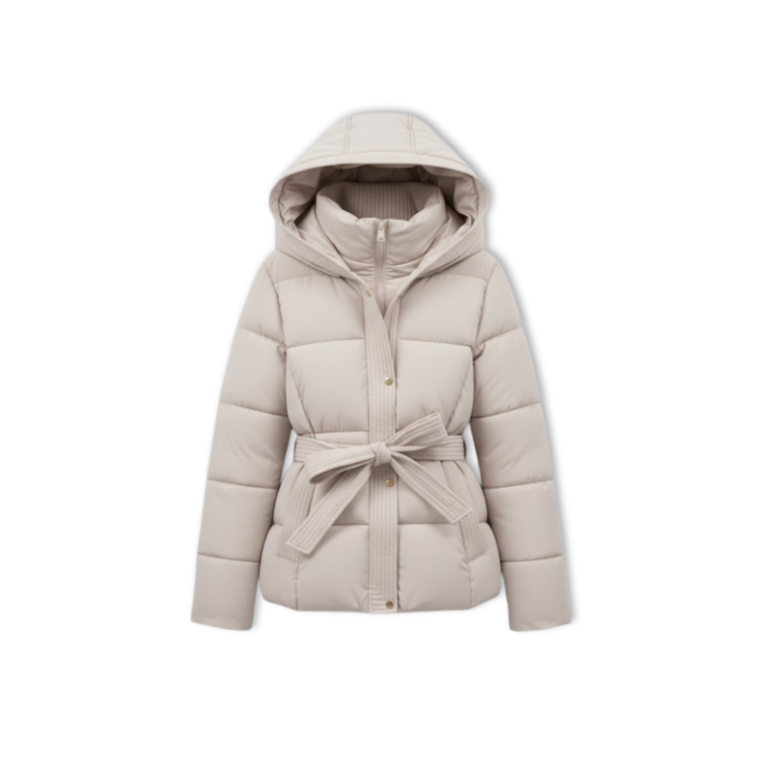 Winter Jacket Women Warm Parkas Cotton Padded Jackets Belt Hooded