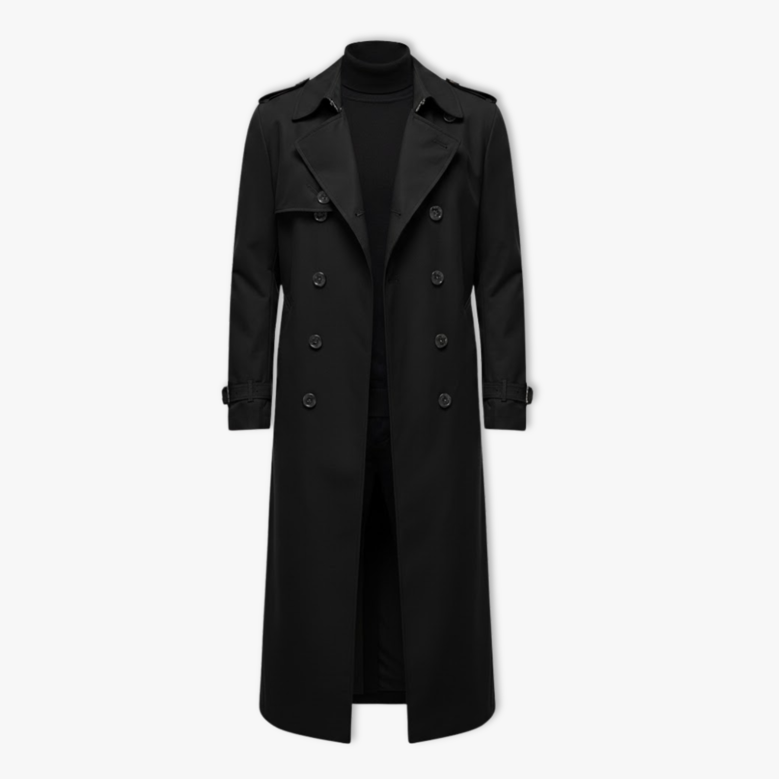 Men's X-Long Trench Coat Single Breasted Loose Fit Polyester Overcoat Outerwear