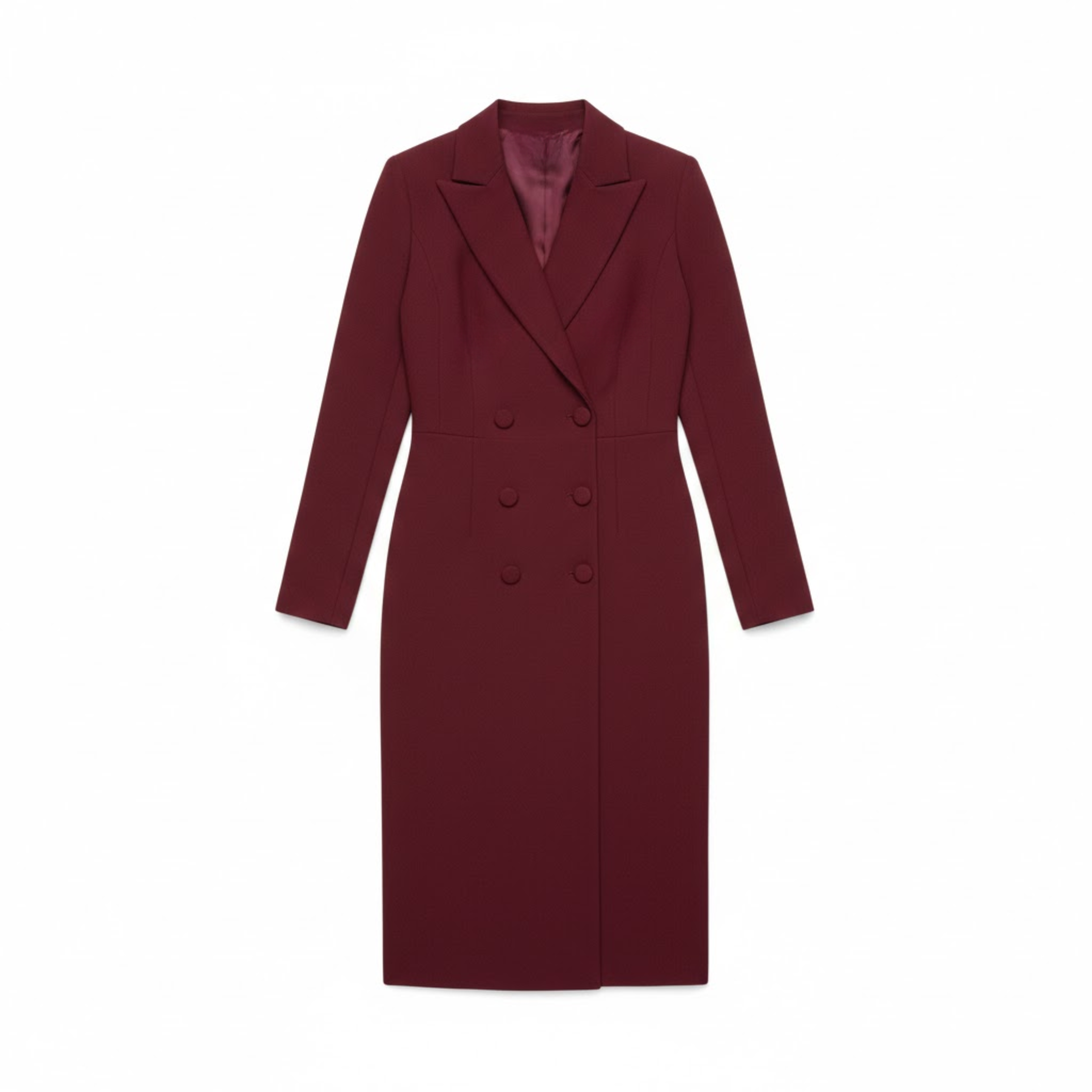 Women's Double Breasted Blazer Dress Long Sleeve Notched Lapel Midi Business Suit