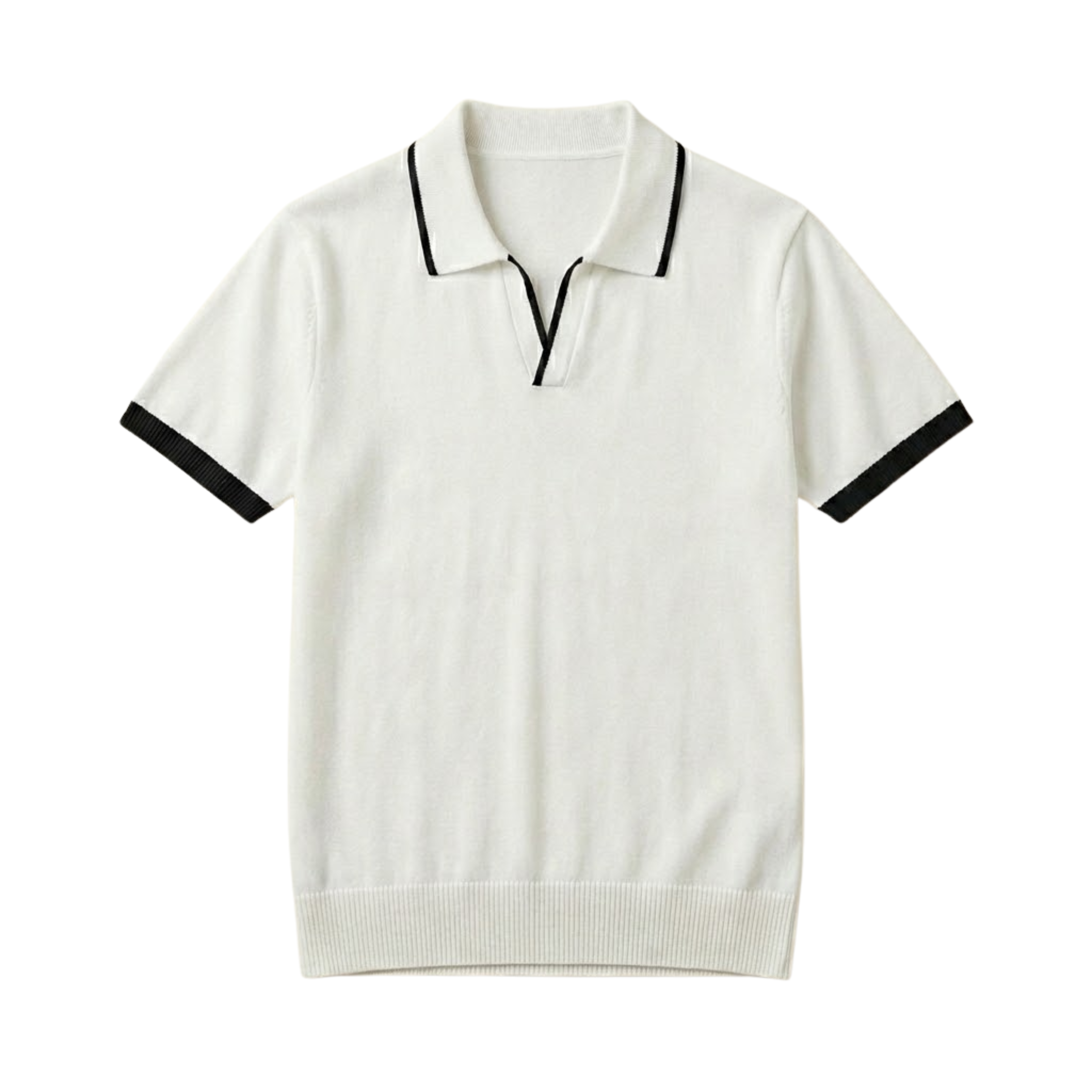 Men's Knit Polo Shirt Short Sleeve Cotton Polyester Blend Slim Fit Smart Casual Top