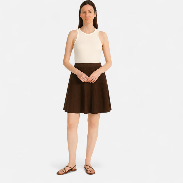 Veroux Mode | Women’s Pleated Wool Mini Skirt – Sculpted Warmth, Timeless Femininity