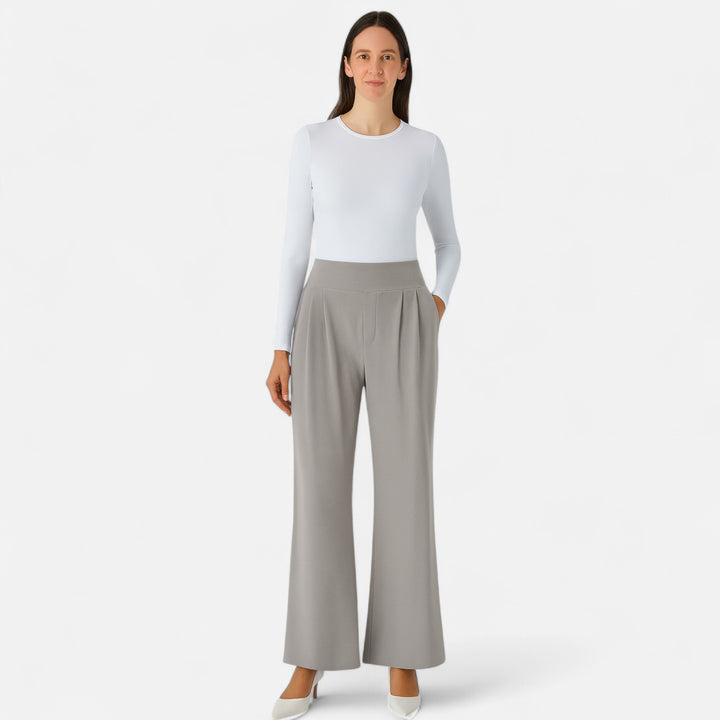 Veroux Mode | Women’s High-Waisted Pleated Trousers – Office Elegance, Effortless Flow