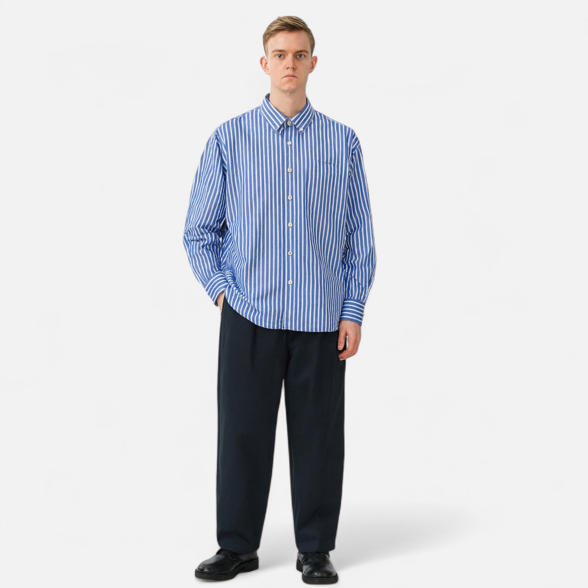 Veroux Mode | Men’s Oversized Striped Shirt – Relaxed Proportion, Elevated Simplicity