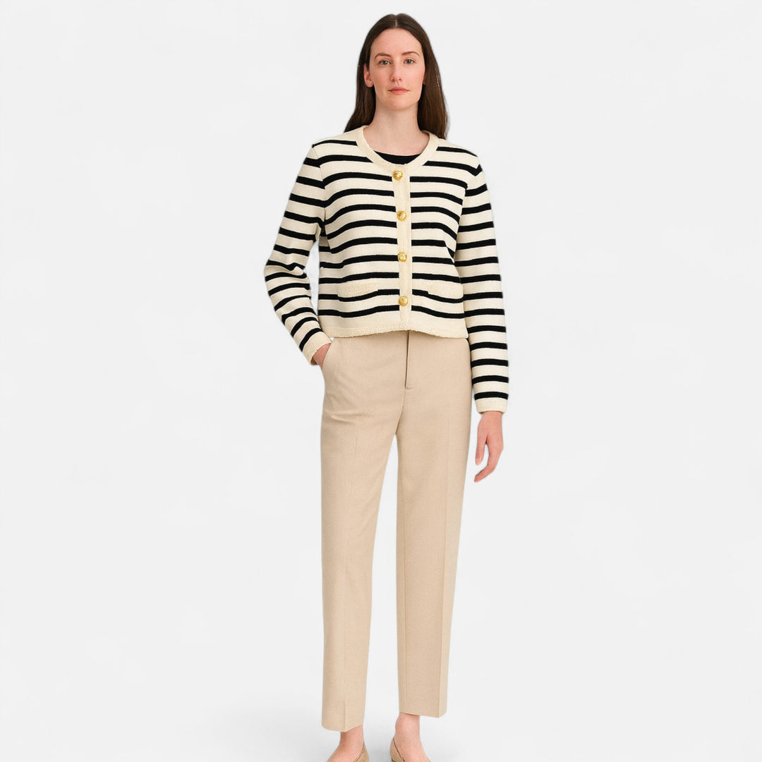Veroux Mode | Women’s Premium Striped Wool Vest – Sculpted Elegance, Tailored Heritage