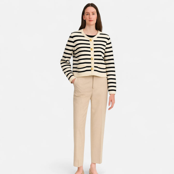 Veroux Mode | Women’s Premium Striped Wool Vest – Sculpted Elegance, Tailored Heritage