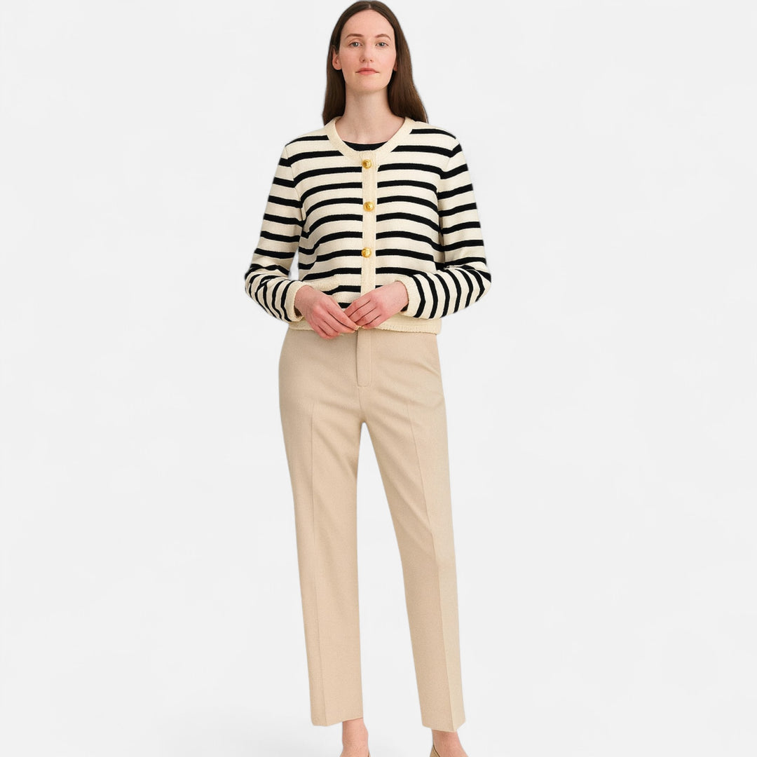 Veroux Mode | Women’s Premium Striped Wool Vest – Sculpted Elegance, Tailored Heritage