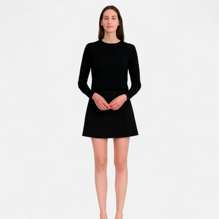 Veroux Mode | Women’s Oxford Straight Mini Skirt – Structured Poise, Timeless Femininity
