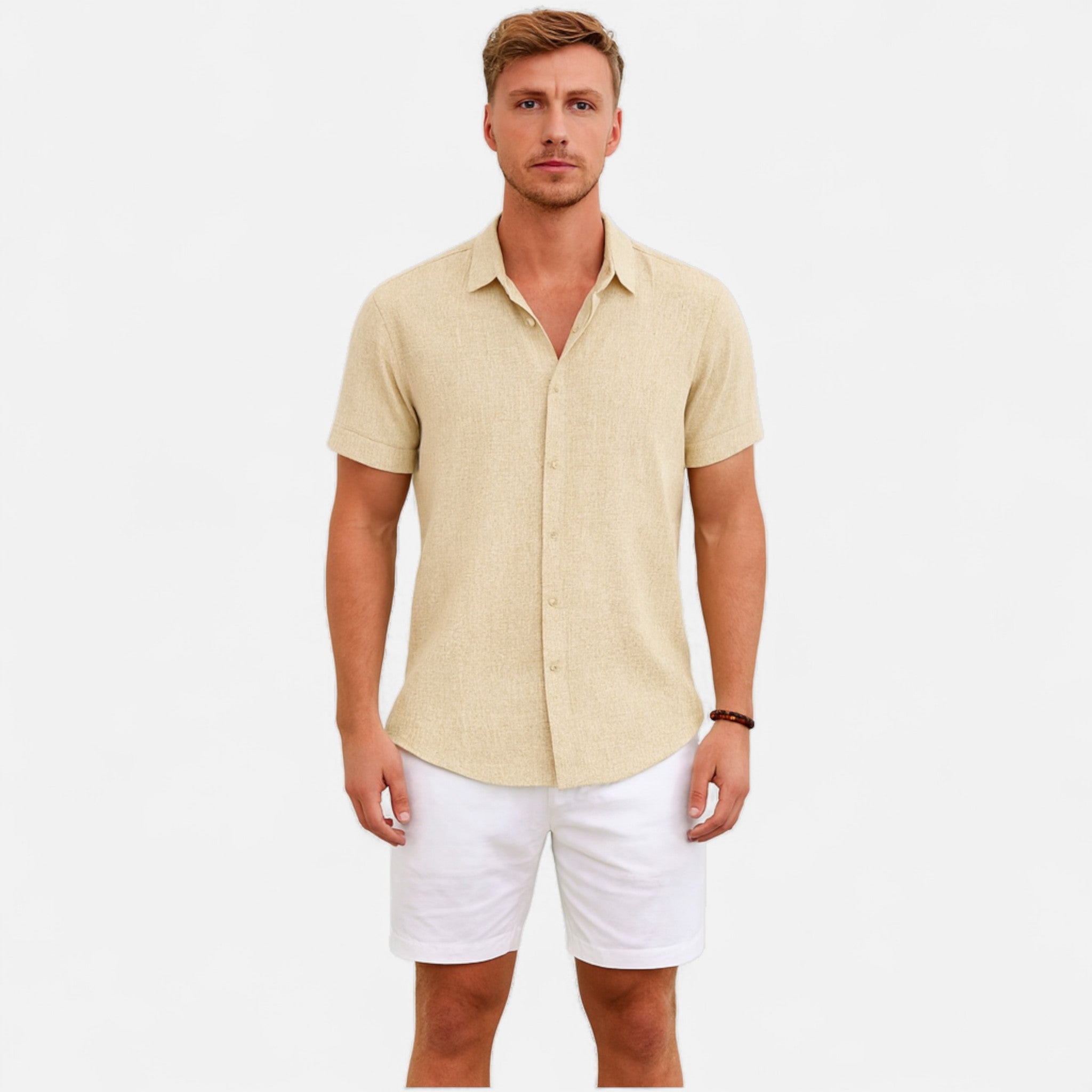 Veroux Mode | Men’s Cotton Linen Summer Shirt – Refined Ease, Coastal Sophistication
