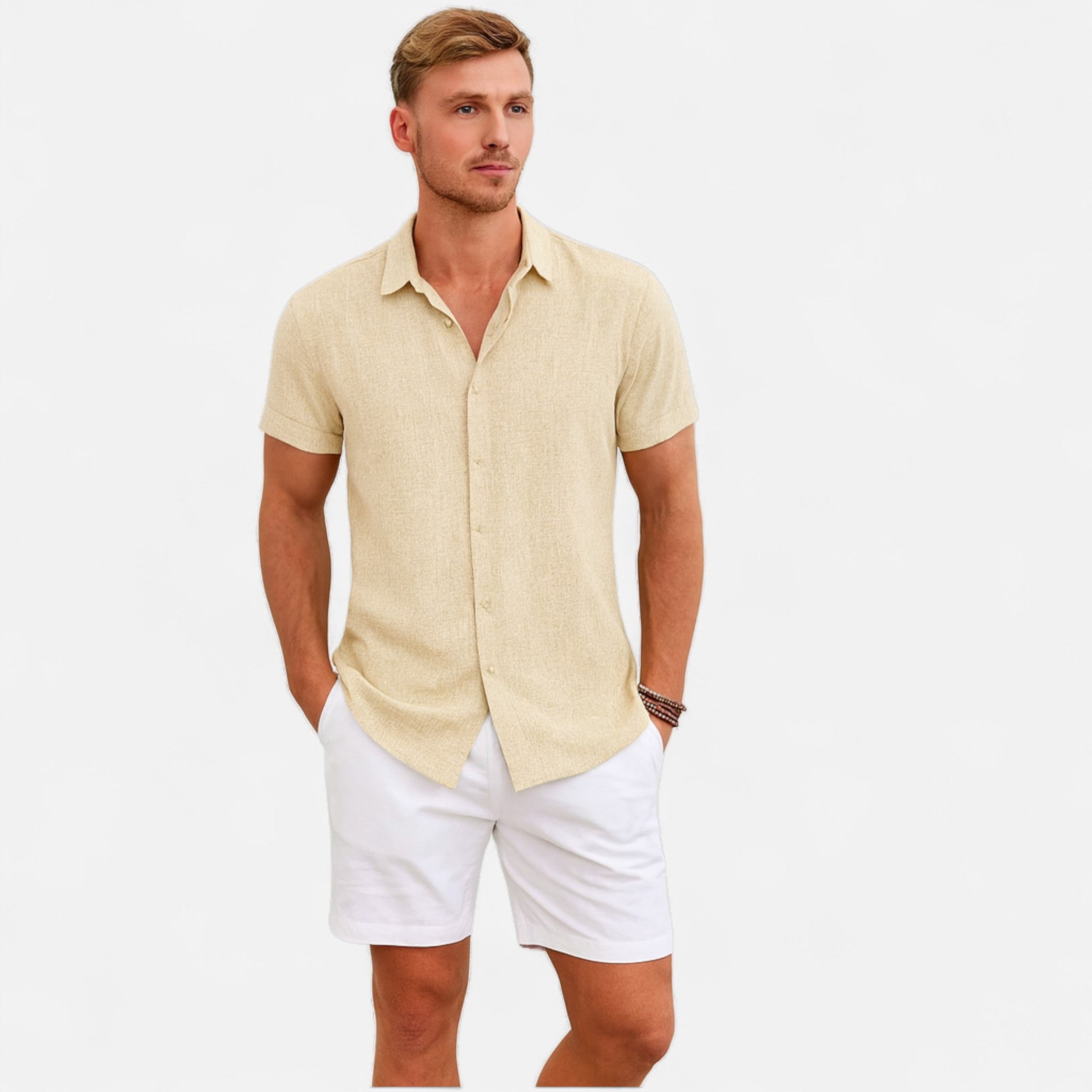 Veroux Mode | Men’s Cotton Linen Summer Shirt – Refined Ease, Coastal Sophistication