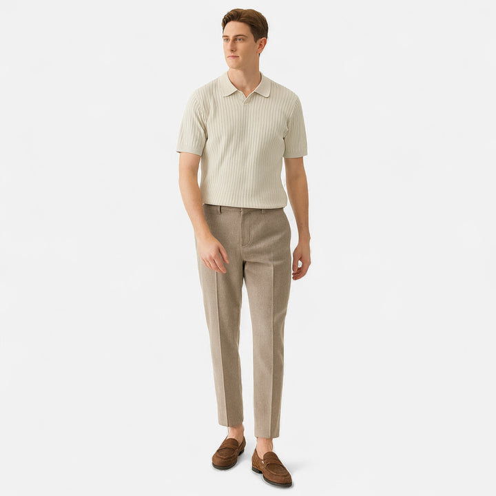 Veroux Mode | Men’s Premium Ribbed Polo Shirt – Textured Sophistication, Effortless Refinement