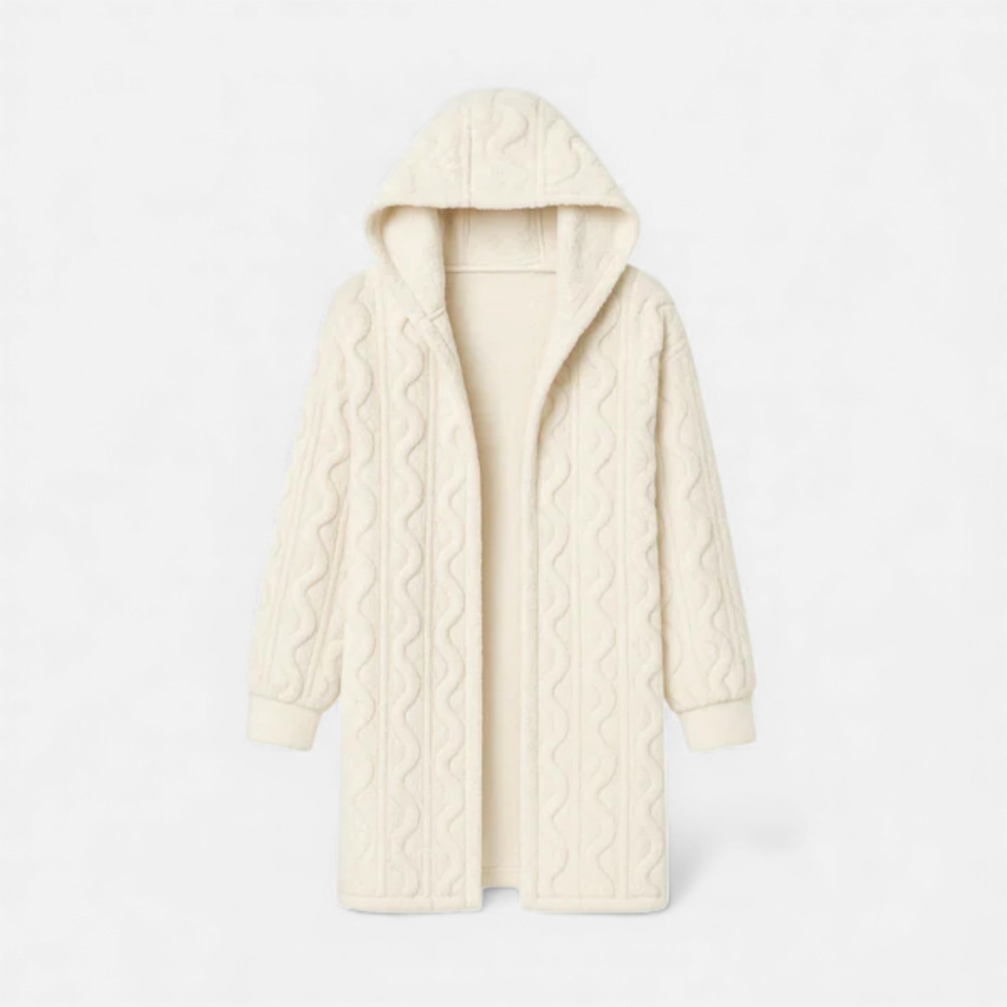 Veroux Mode | Women’s Fleece Coat – Cable-Knit Winter Comfort