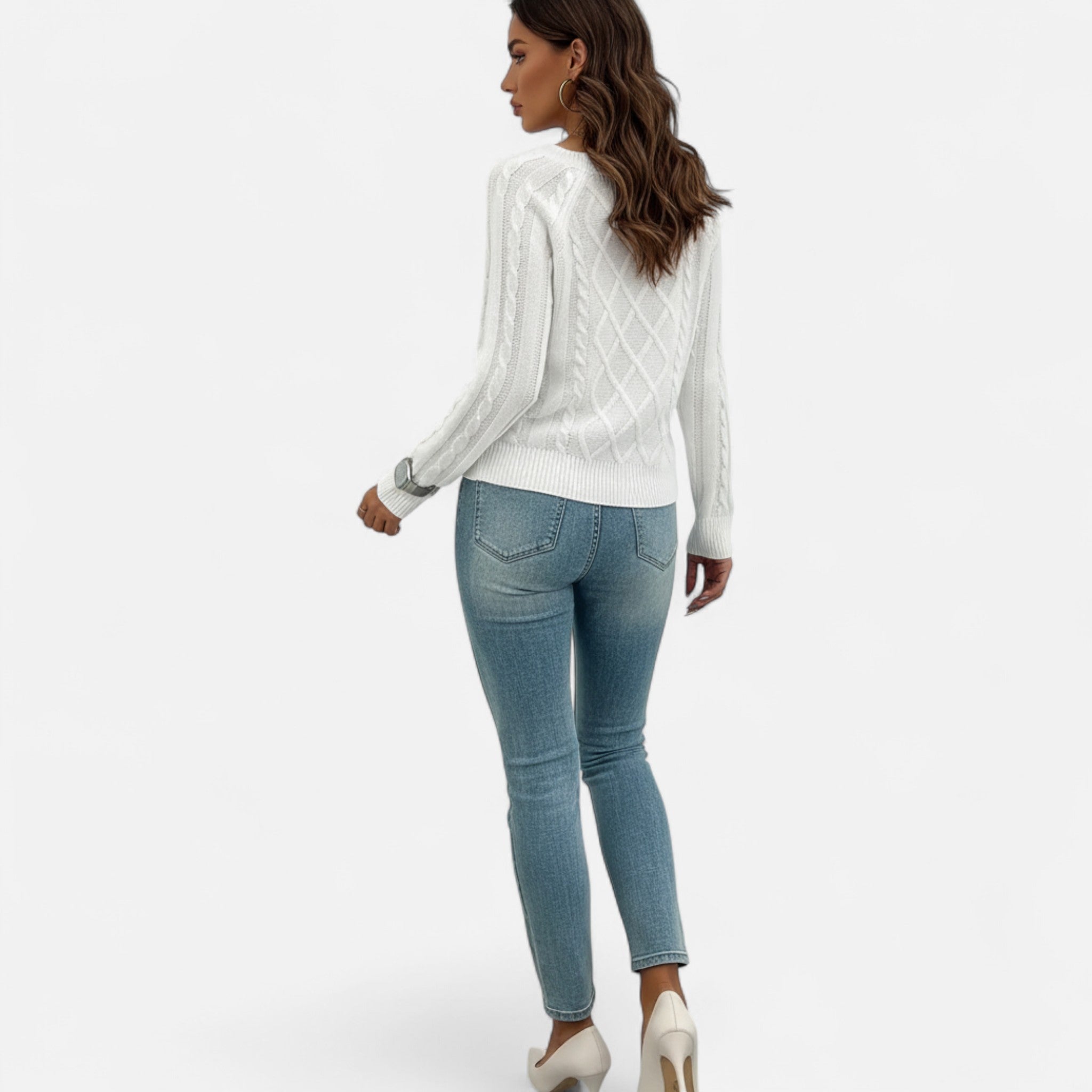 Veroux Mode | Women’s Cable-Knit Button Sweater