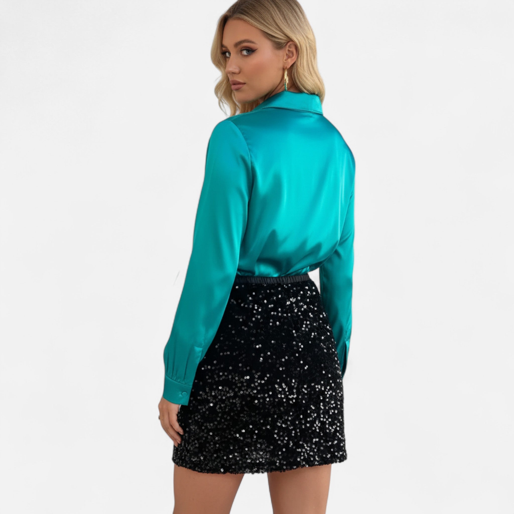 Veroux Mode | Women’s Silky Satin Shirt – Chic Everyday Luxury