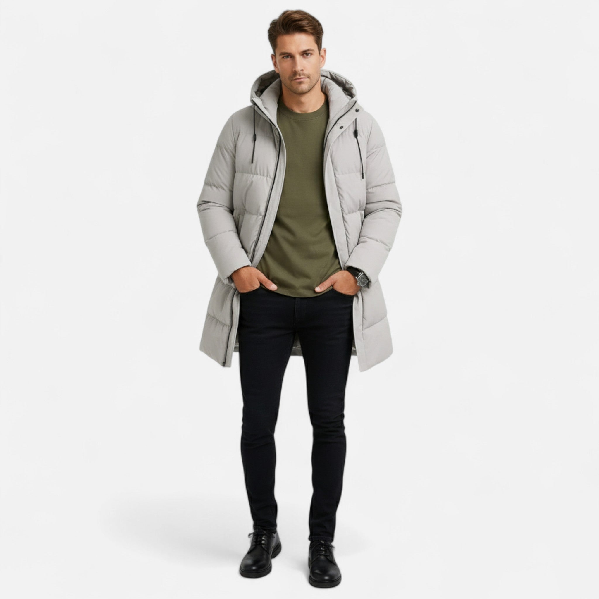 Veroux Mode | Men’s Winter Jacket – Heritage Waterproof Black Puffer