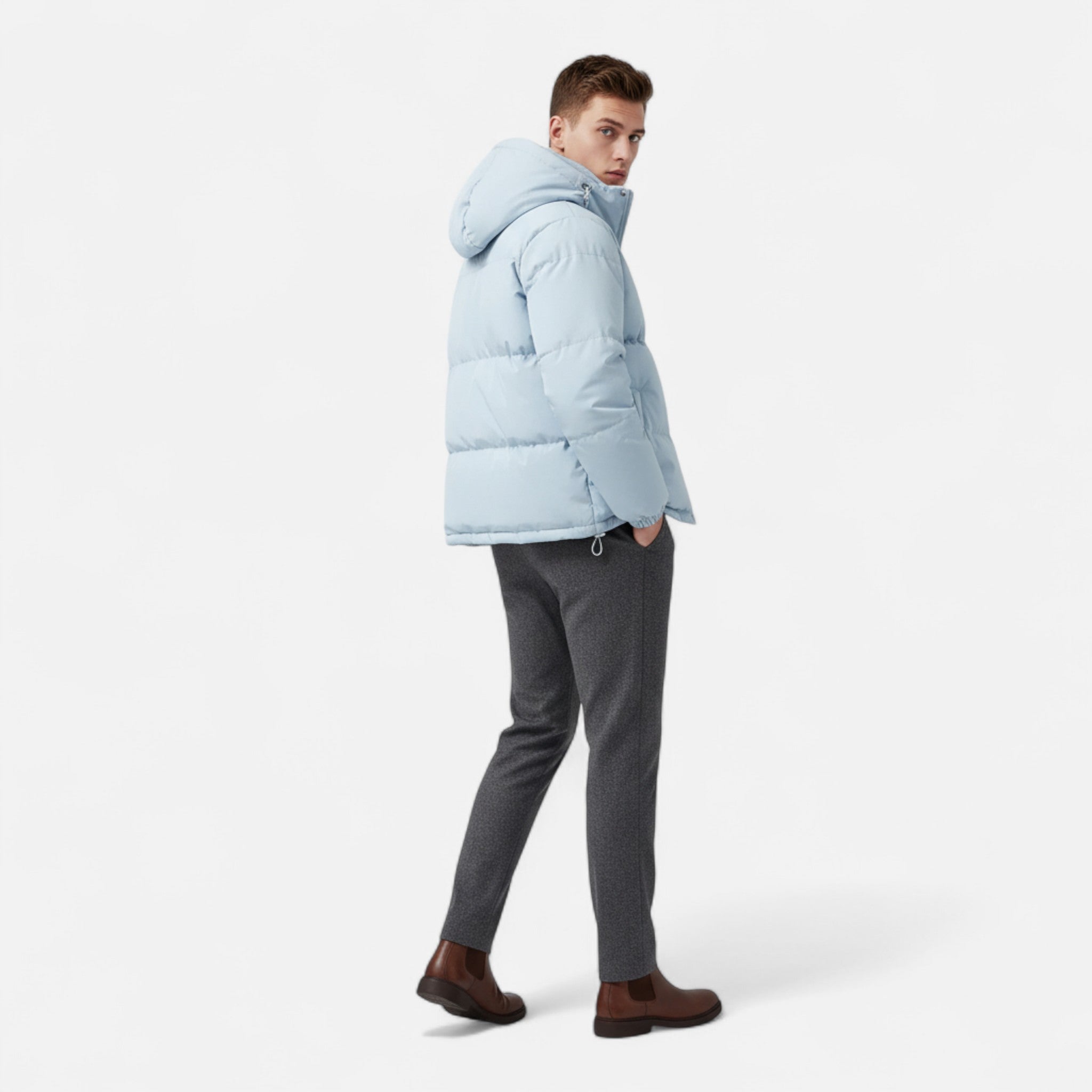 Veroux Mode | Men’s Puffer Jacket – Hooded Cotton Winter Elegance