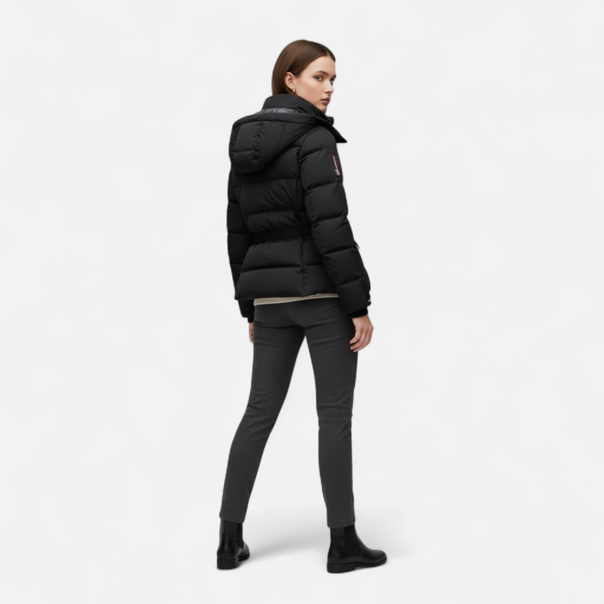 Veroux Mode | Women’s Puffer Jacket – Belted Water-Resistant Elegance