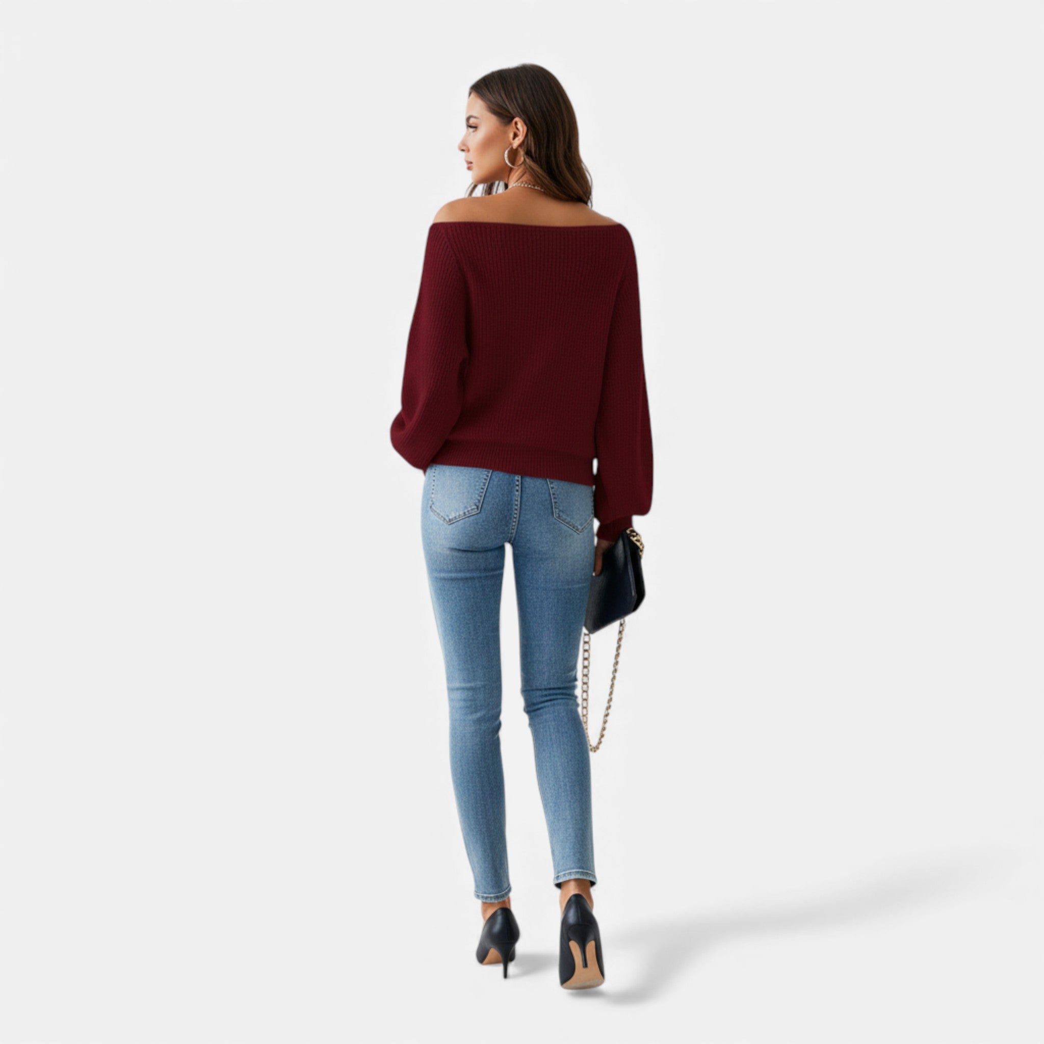 Veroux Mode | Women’s Off-Shoulder Jumper – Soft Knit Elegance