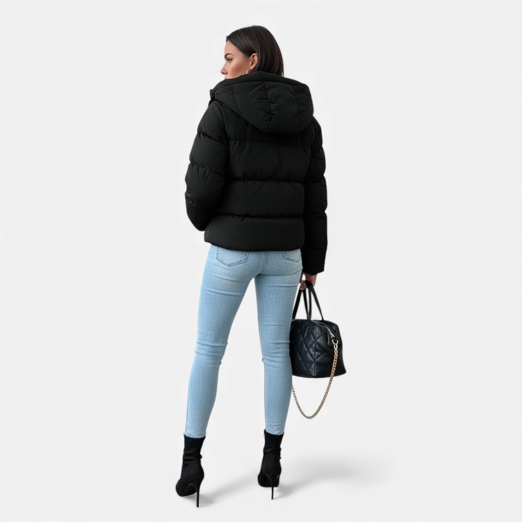 Veroux Mode | Women’s Hooded Jacket – Black Winter Essential