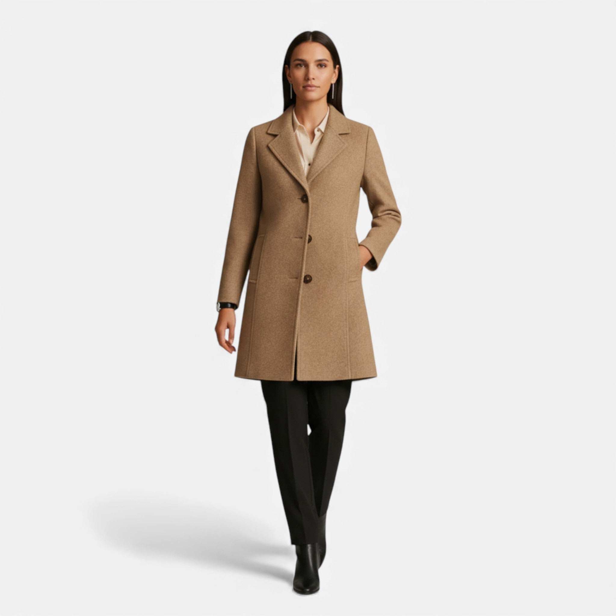 Veroux Mode | Women’s Lapel Coat – Tweed Heritage Elegance
