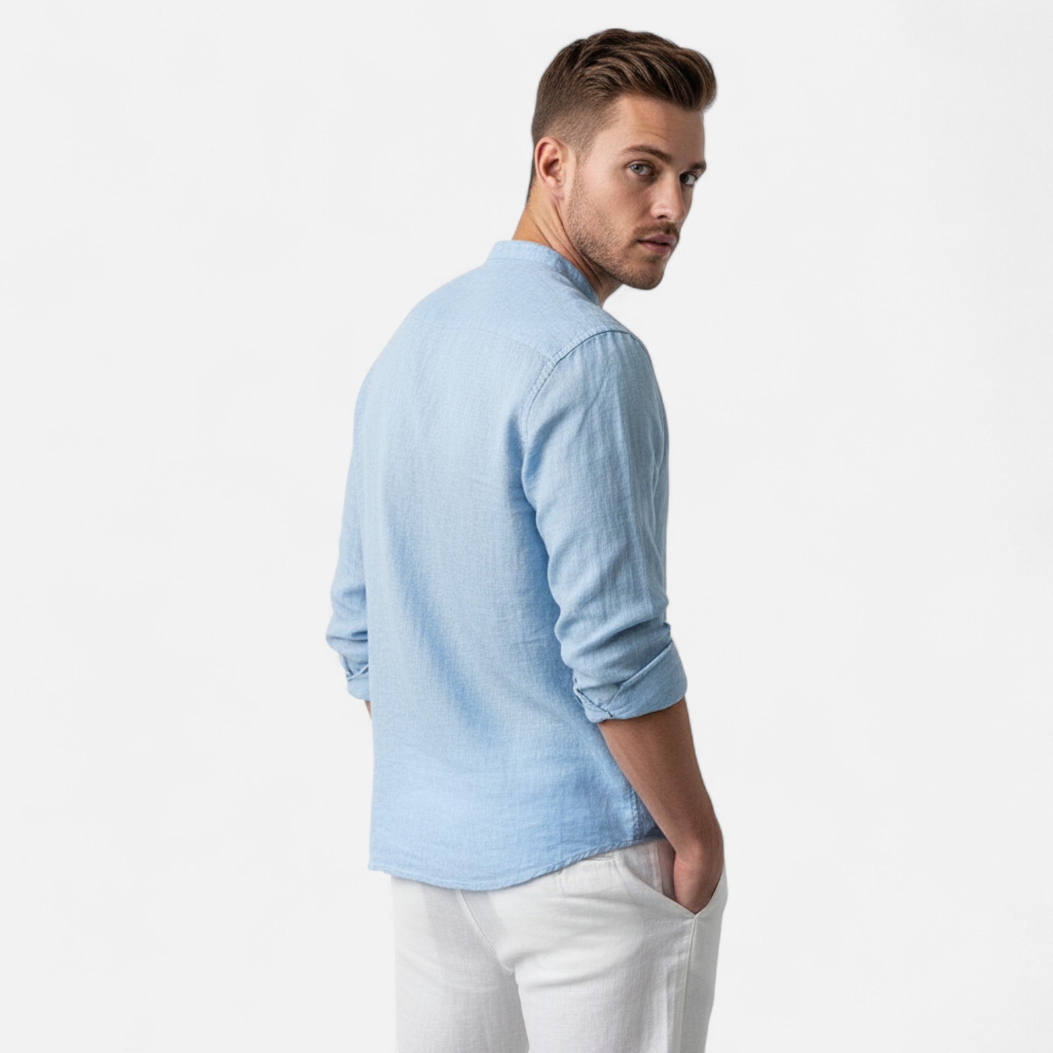 Veroux Mode | Men’s Linen Henley Shirt