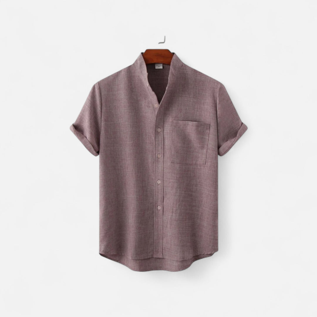 Veroux Mode | Men’s Mandarin Collar Shirt – Minimal Elegance, Eastern-Inspired Refinement