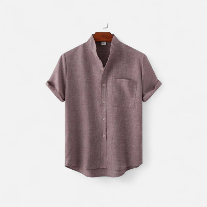 Veroux Mode | Men’s Mandarin Collar Shirt – Minimal Elegance, Eastern-Inspired Refinement