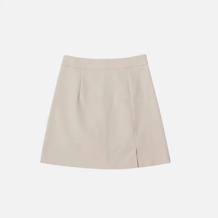 Veroux Mode | Women’s Oxford Straight Mini Skirt – Structured Poise, Timeless Femininity