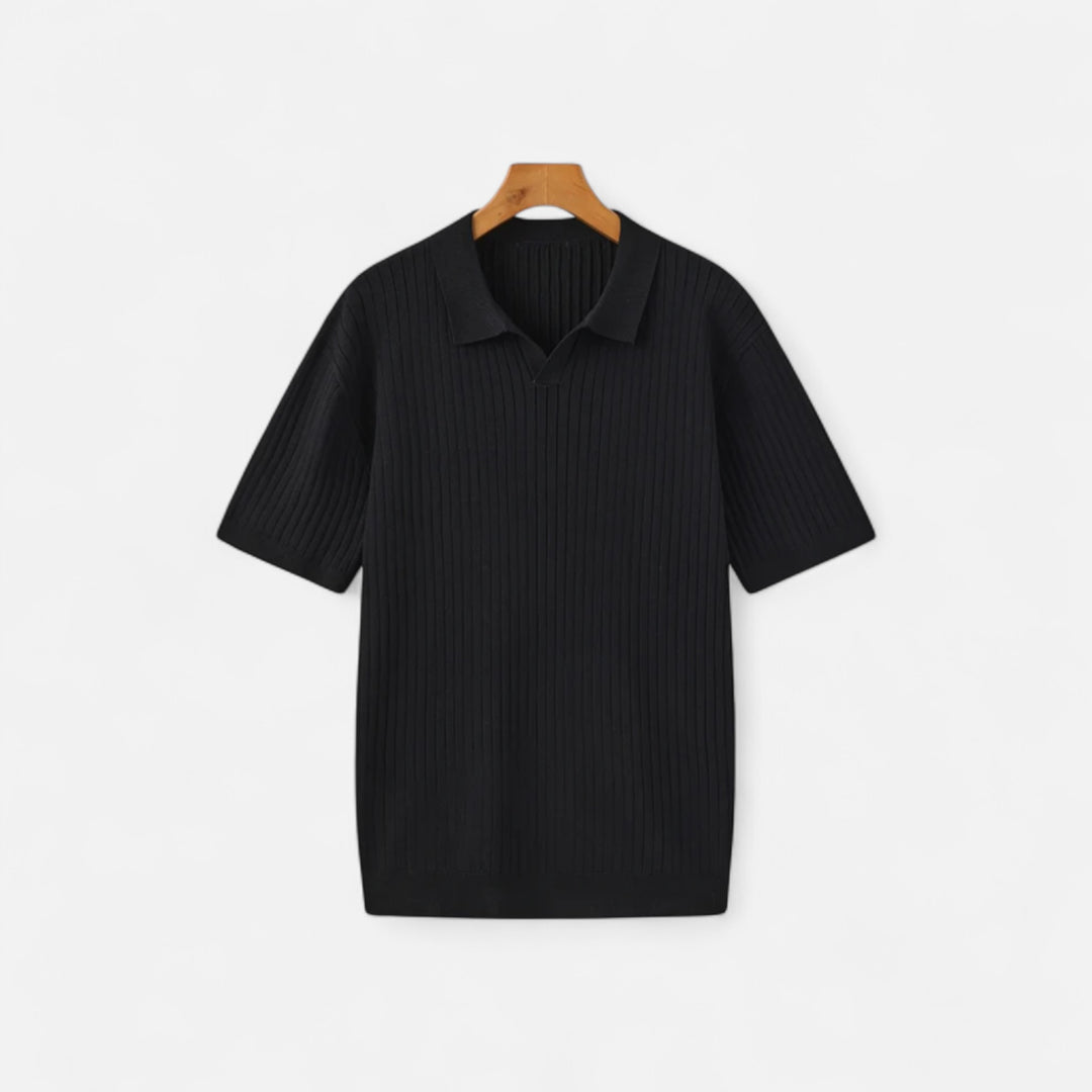 Veroux Mode | Men’s Premium Ribbed Polo Shirt – Textured Sophistication, Effortless Refinement