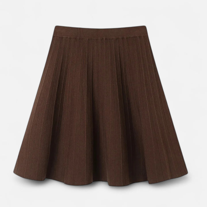 Veroux Mode | Women’s Pleated Wool Mini Skirt – Sculpted Warmth, Timeless Femininity