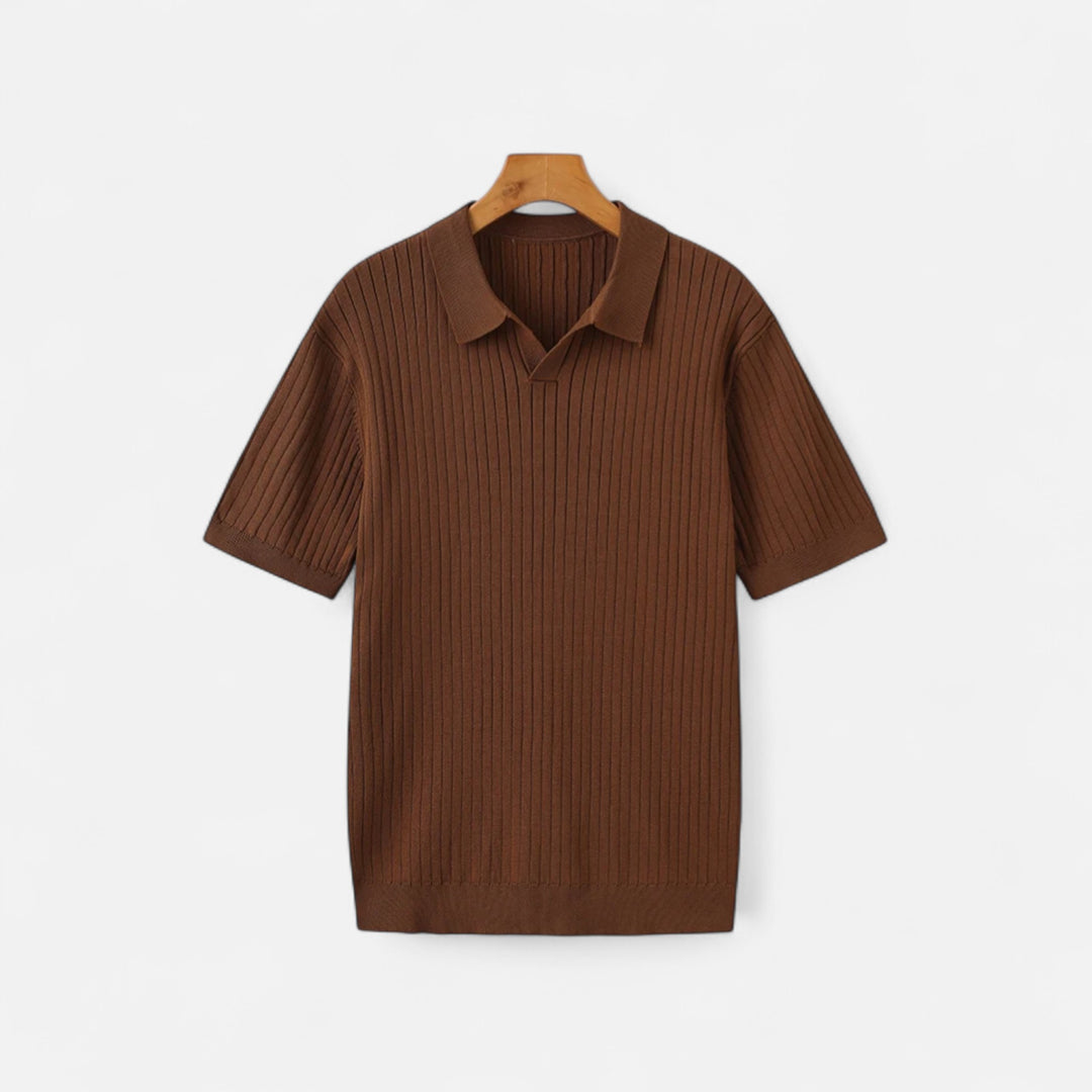 Veroux Mode | Men’s Premium Ribbed Polo Shirt – Textured Sophistication, Effortless Refinement