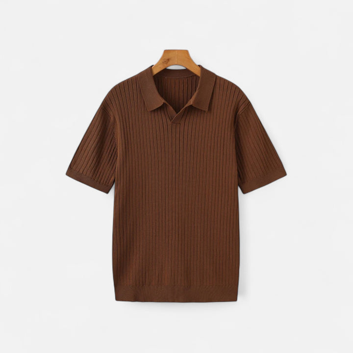 Veroux Mode | Men’s Premium Ribbed Polo Shirt – Textured Sophistication, Effortless Refinement
