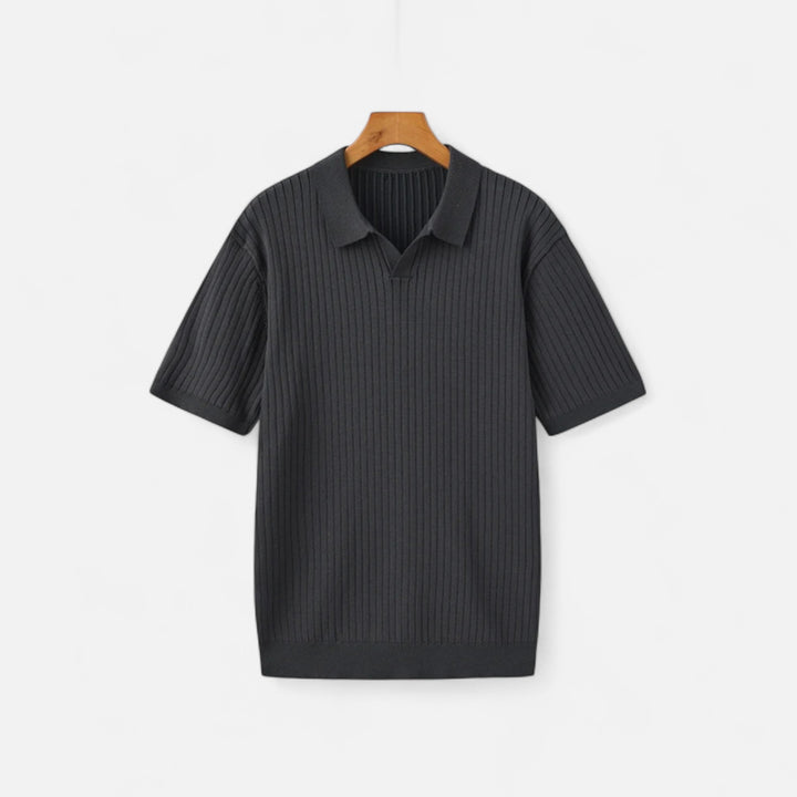 Veroux Mode | Men’s Premium Ribbed Polo Shirt – Textured Sophistication, Effortless Refinement