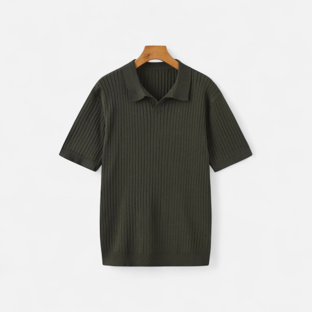 Veroux Mode | Men’s Premium Ribbed Polo Shirt – Textured Sophistication, Effortless Refinement