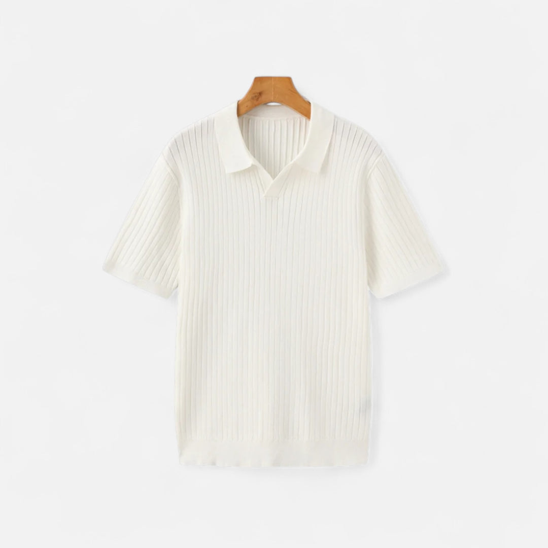 Veroux Mode | Men’s Premium Ribbed Polo Shirt – Textured Sophistication, Effortless Refinement