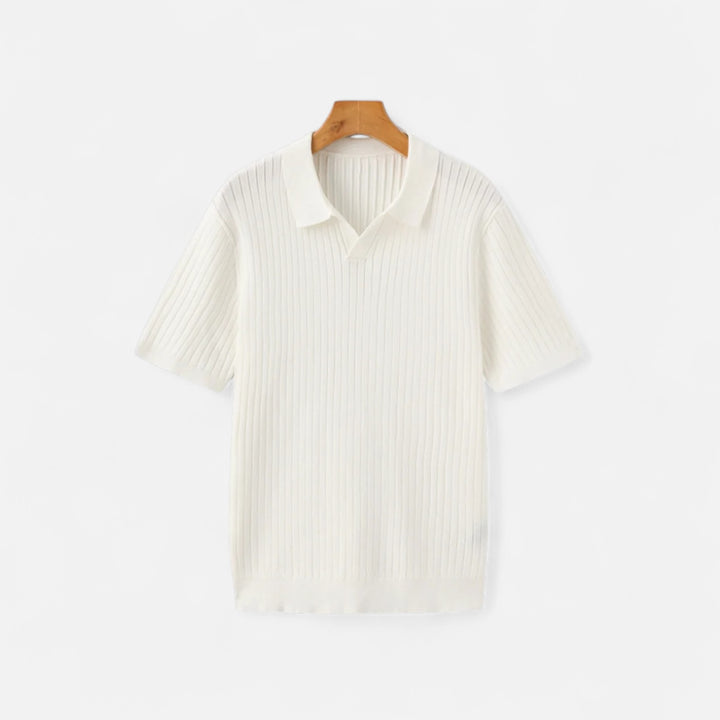 Veroux Mode | Men’s Premium Ribbed Polo Shirt – Textured Sophistication, Effortless Refinement