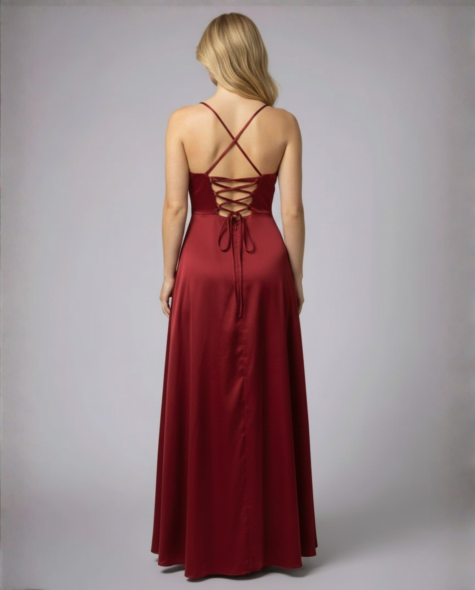 Women's maxi dress - figure-hugging drape with leg slit - formal evening