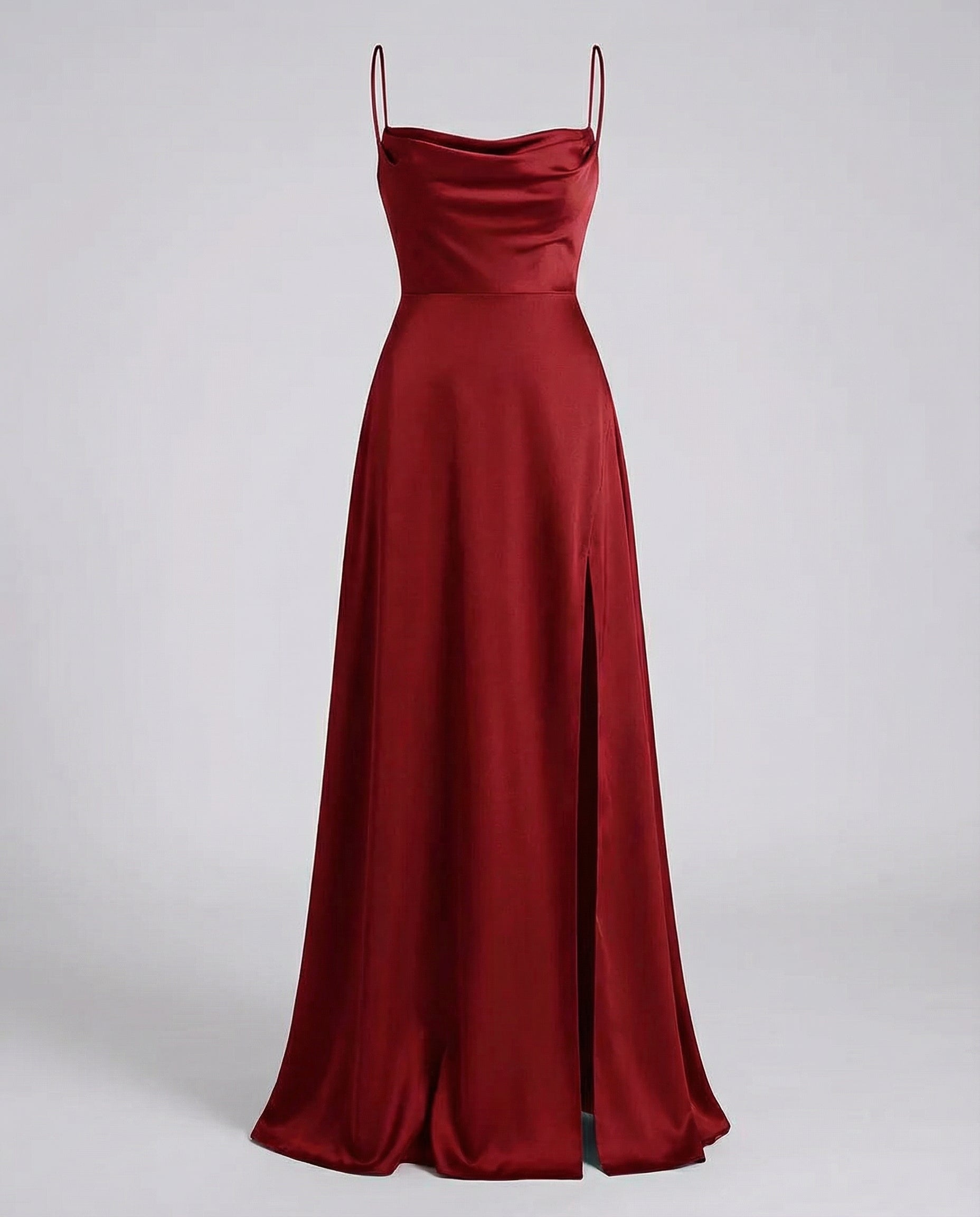 Women's maxi dress - figure-hugging drape with leg slit - formal evening