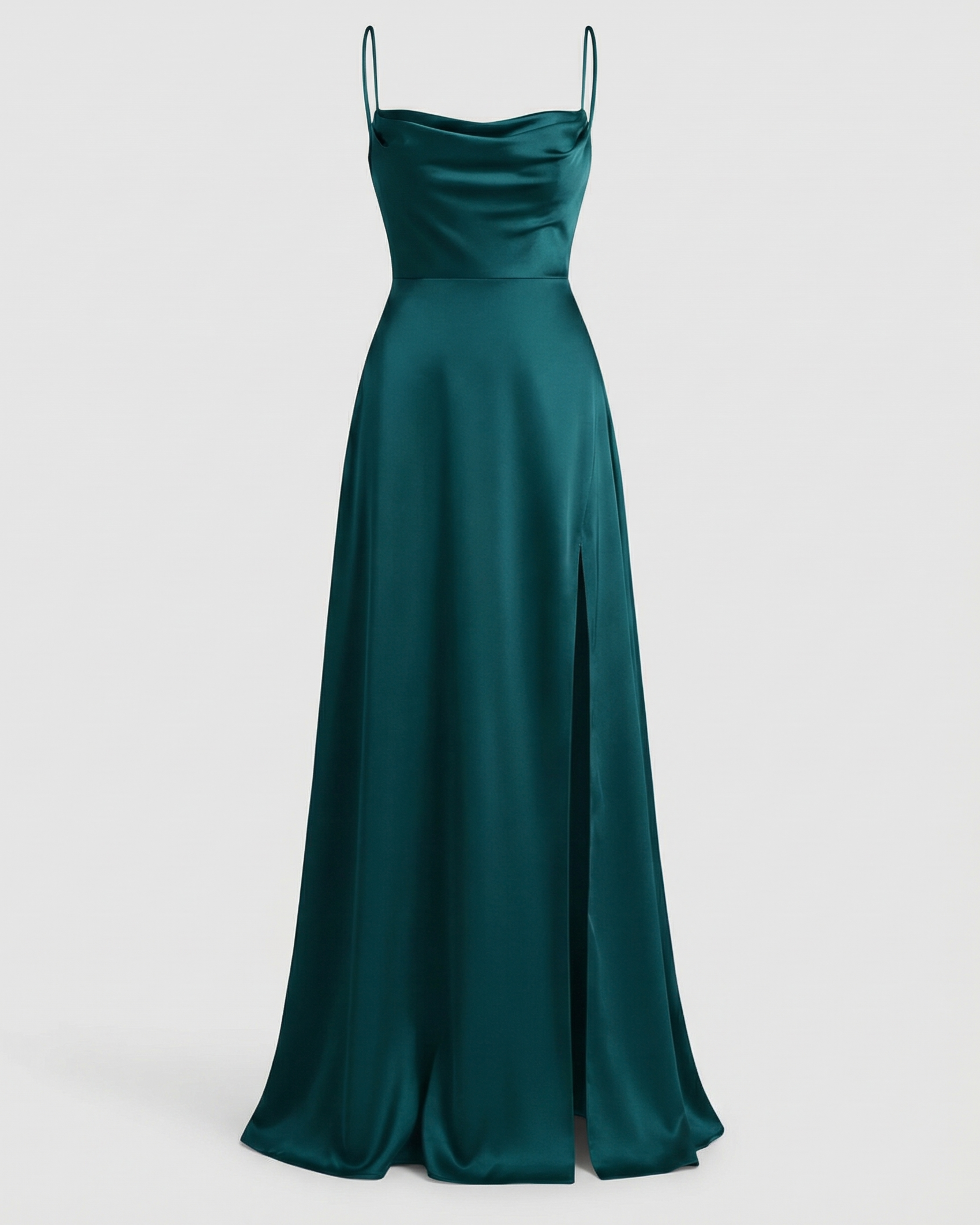 Women's maxi dress - figure-hugging drape with leg slit - formal evening