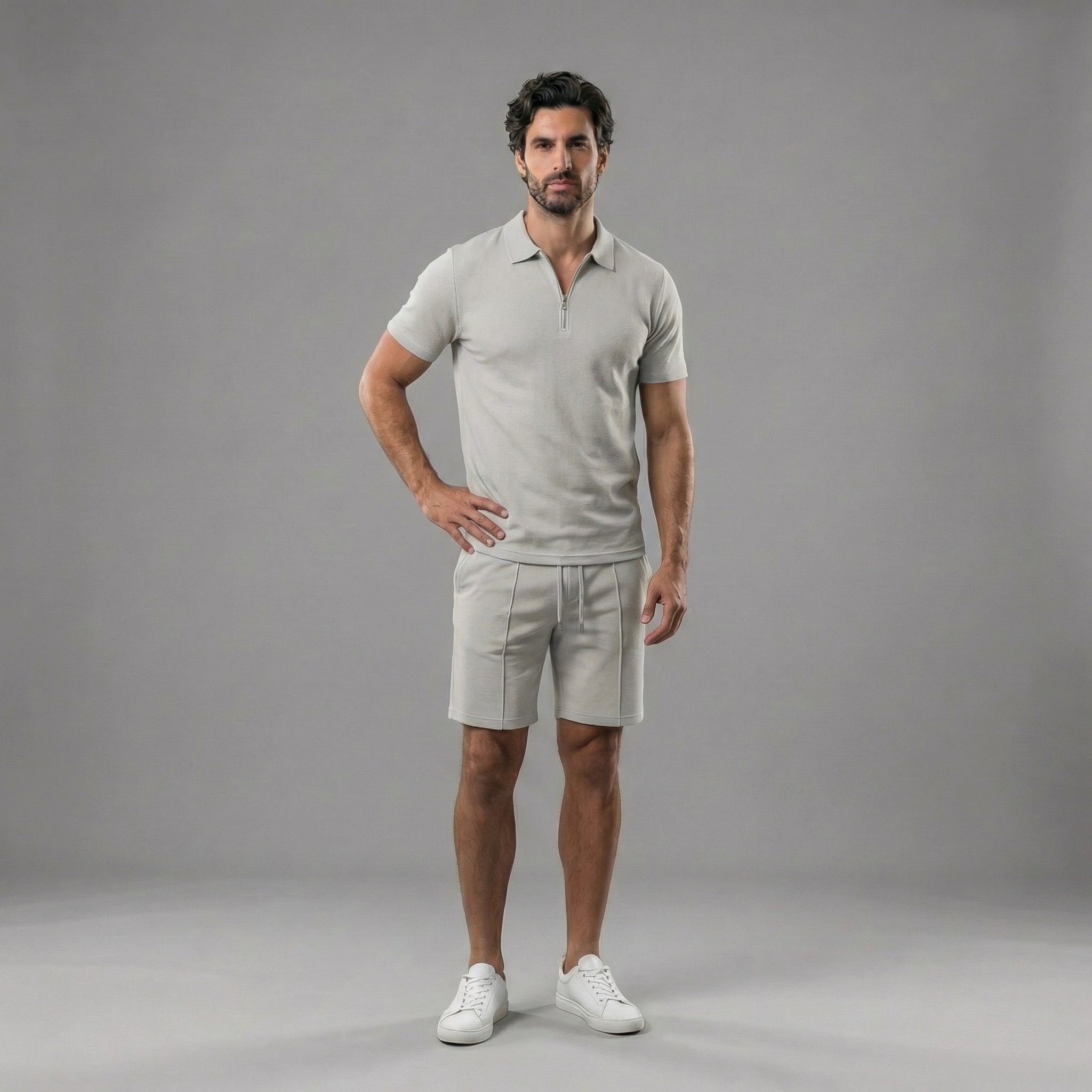 Men's polo shirt and shorts set | casual cotton ensemble