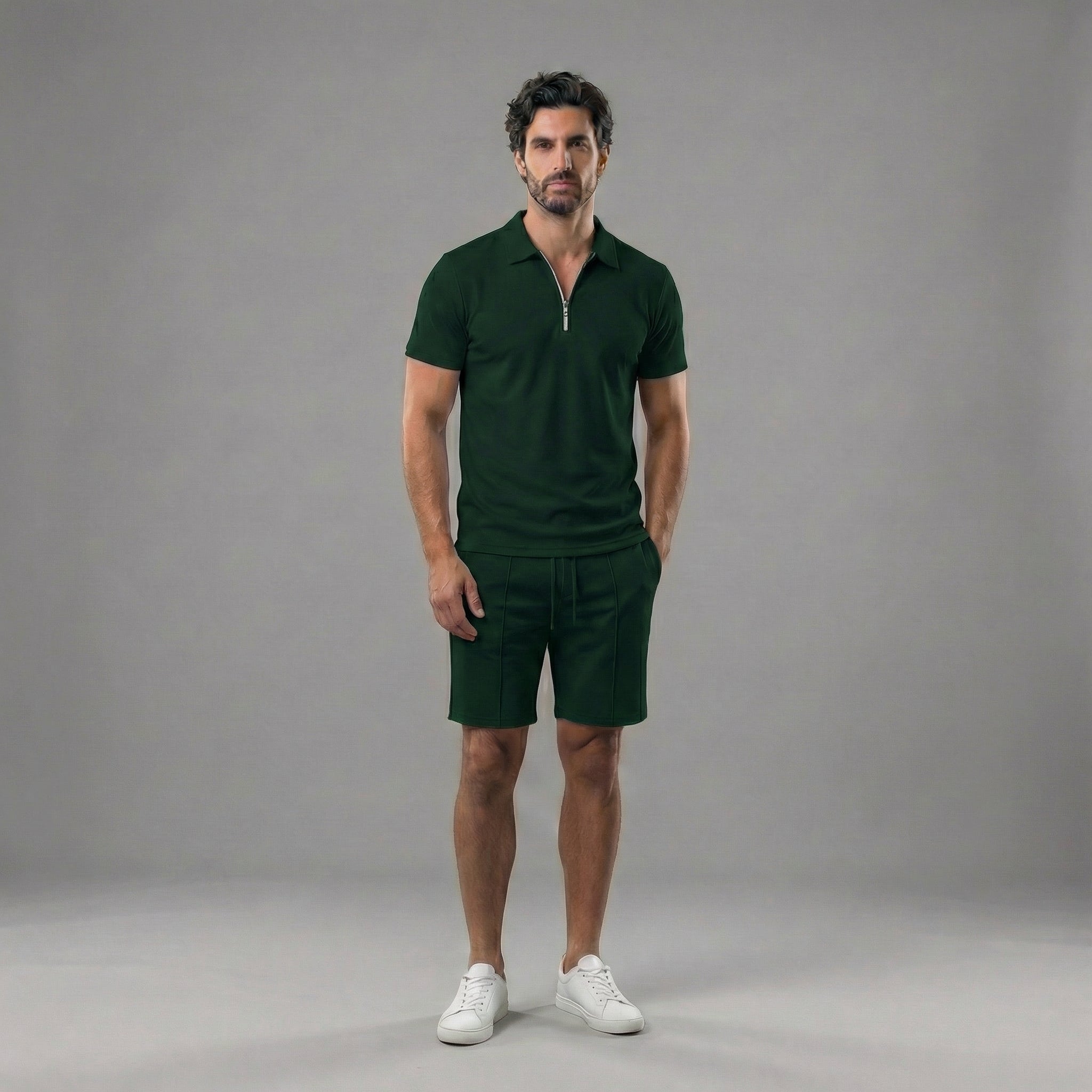 Men's polo shirt and shorts set | casual cotton ensemble