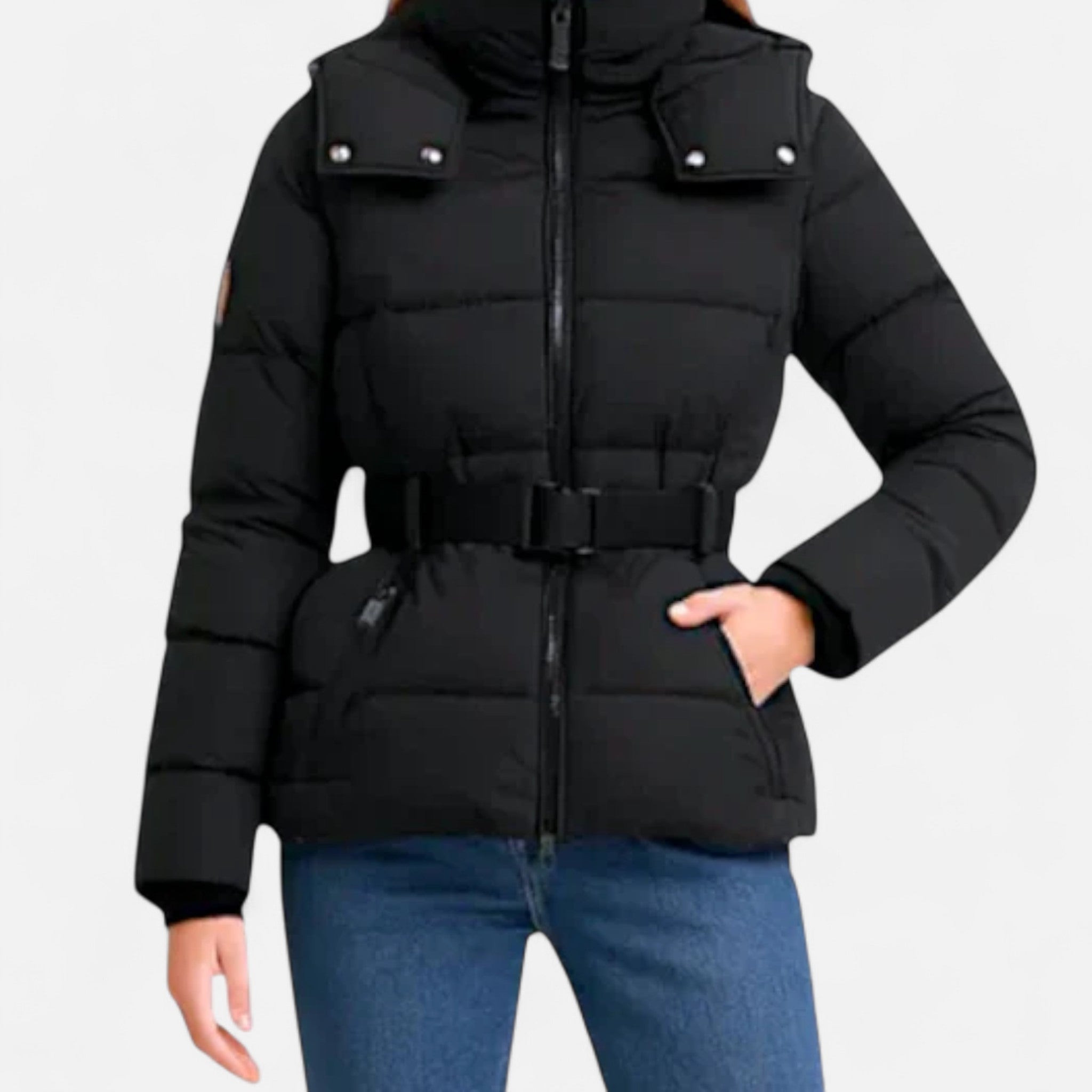 Veroux Mode | Women’s Puffer Jacket – Belted Water-Resistant Elegance