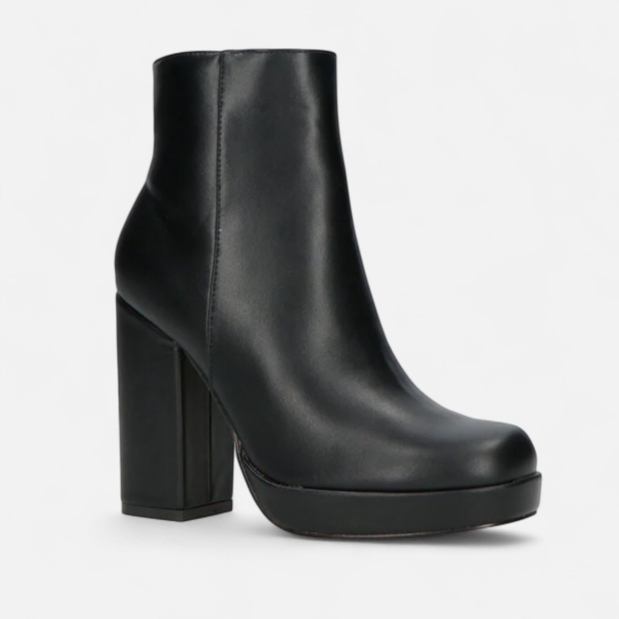 Veroux Mode | Women’s Black Ankle Boots – Sculpted Heel, Sleek Side-Zip Elegance