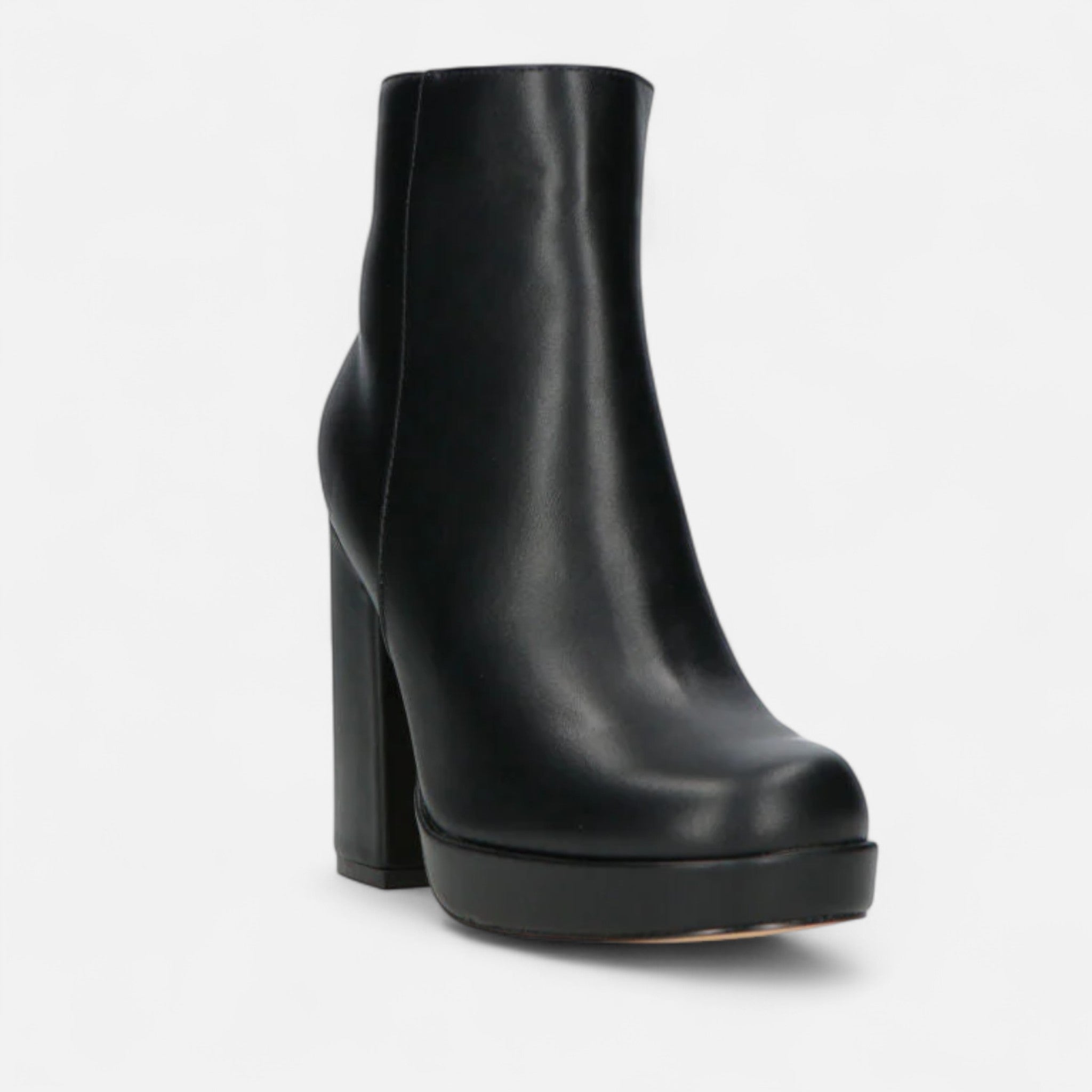 Veroux Mode | Women’s Black Ankle Boots – Sculpted Heel, Sleek Side-Zip Elegance
