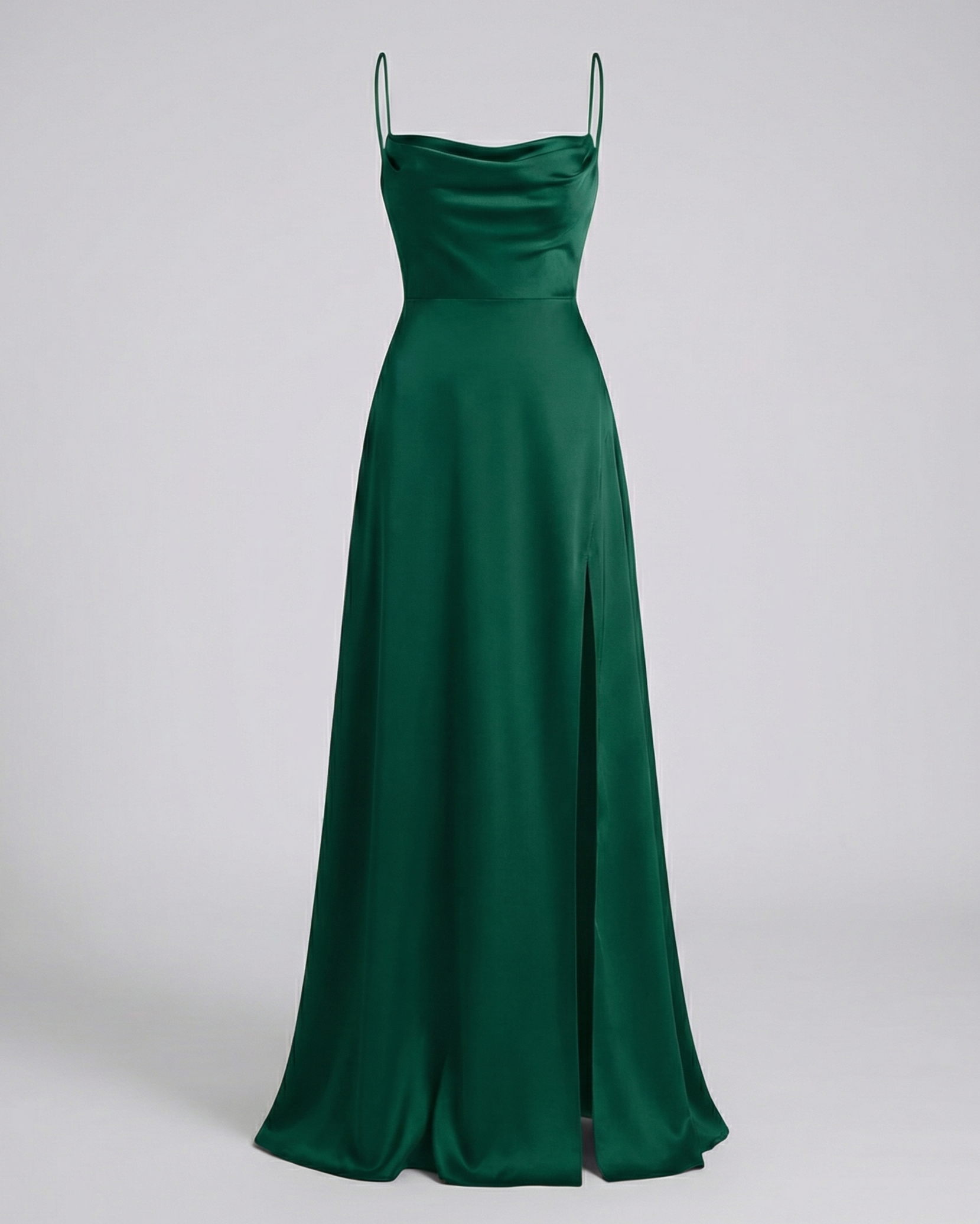 Women's silk maxi dress - draped cowl neck with side slit - formal party