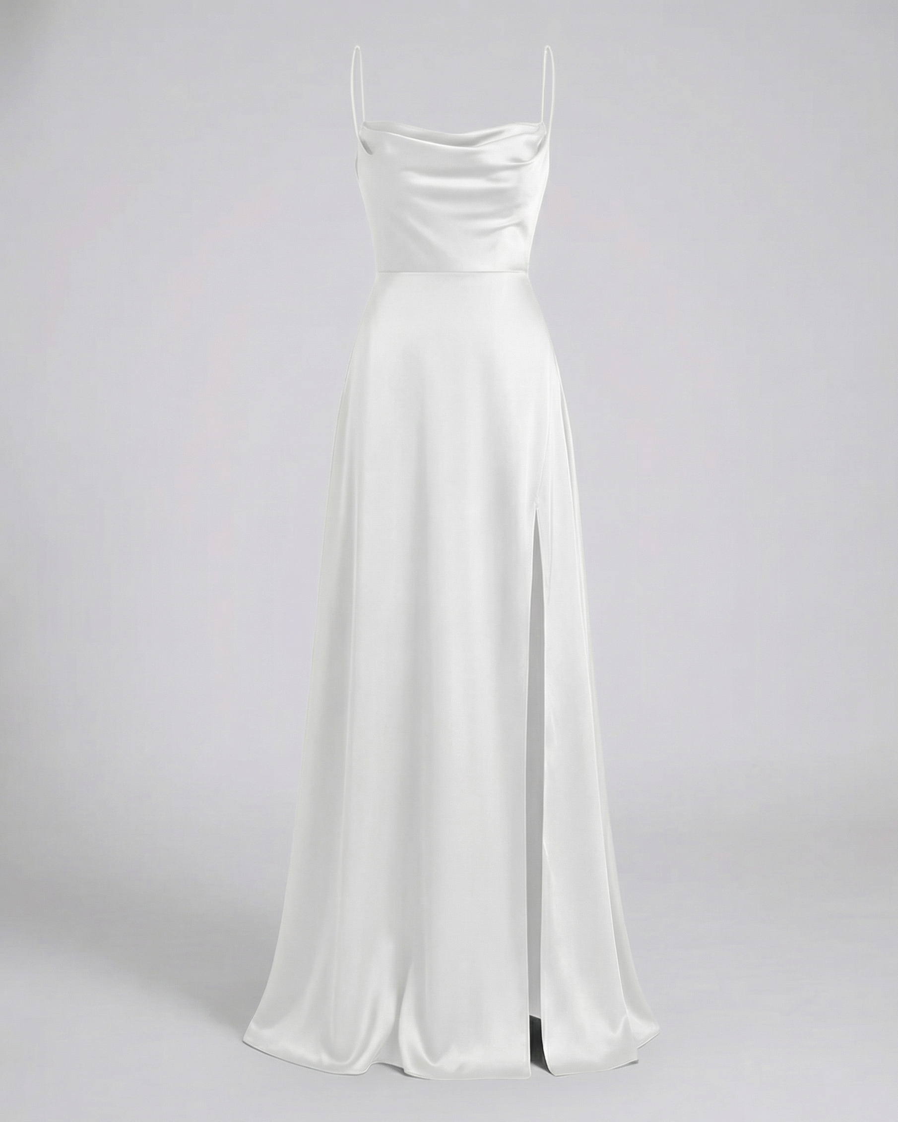 Women's silk maxi dress - draped cowl neck with side slit - formal party