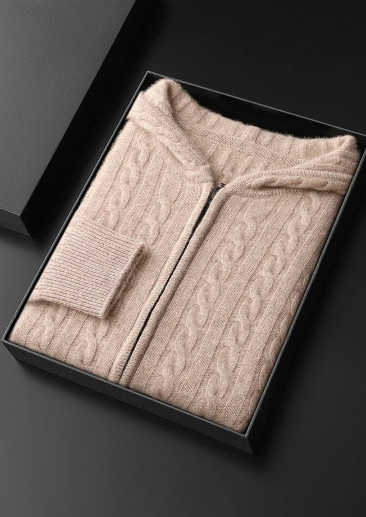 Veroux Mode | Men’s Premium Cashmere Cable Knit Zipper Hoodie
