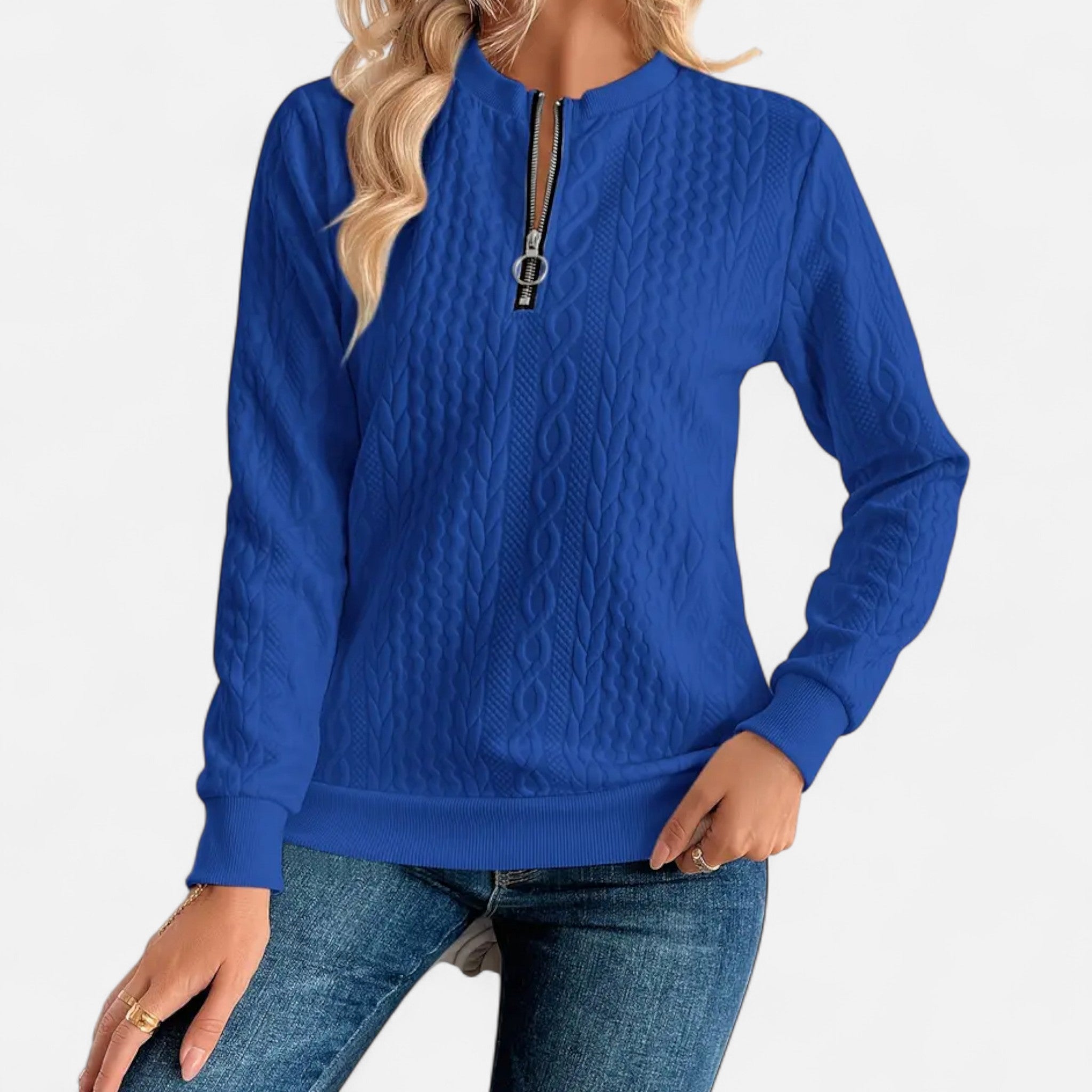 Veroux Mode | Women’s Textured Knit Zip Sweater